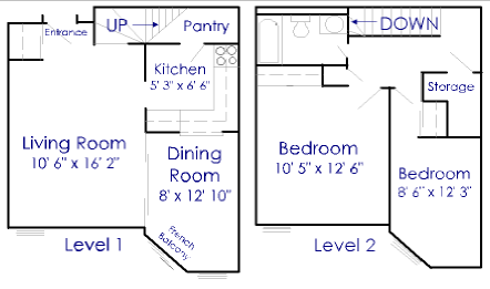 2 bedroom on 4th and 5th floor